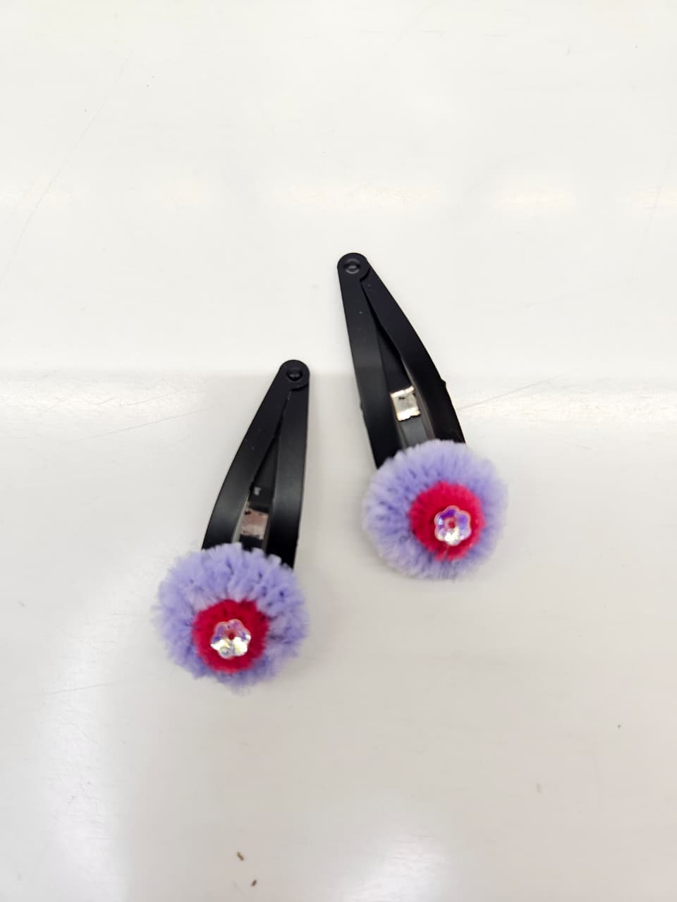 Lilac Pom Flower Clips