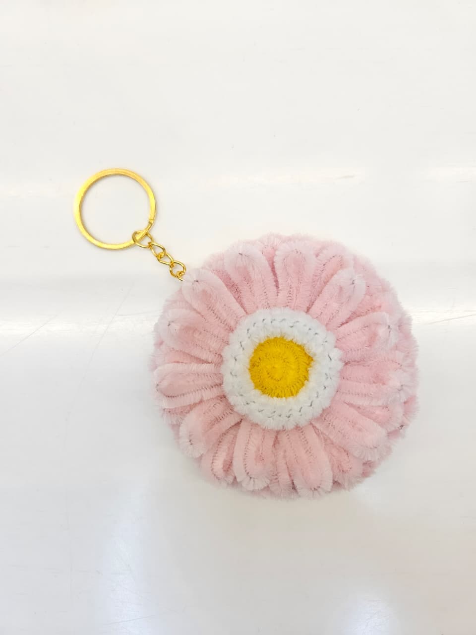 Pink Daisy Mirror Keychain