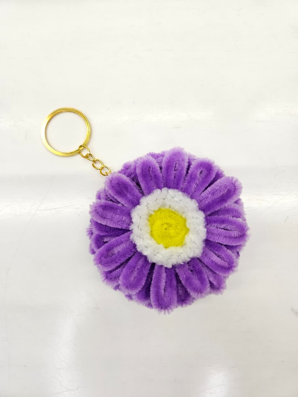 Purple Daisy Mirror Keychain